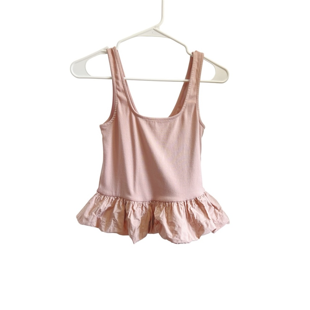 Pink Ruffle Hem Tank Top